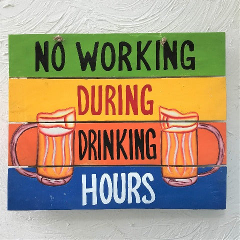 16in Distressed No Drinking Wood Sign by Caribbean Rays