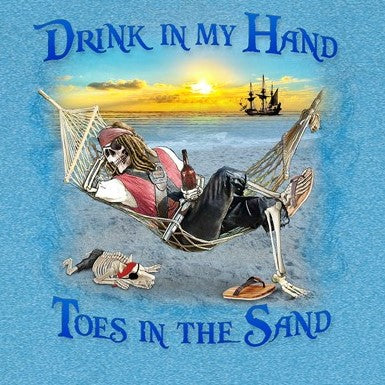 Pirate Drink In My Hand Short Sleeve Turquoise Heather Tropical T-shirt at Caribbean Rays