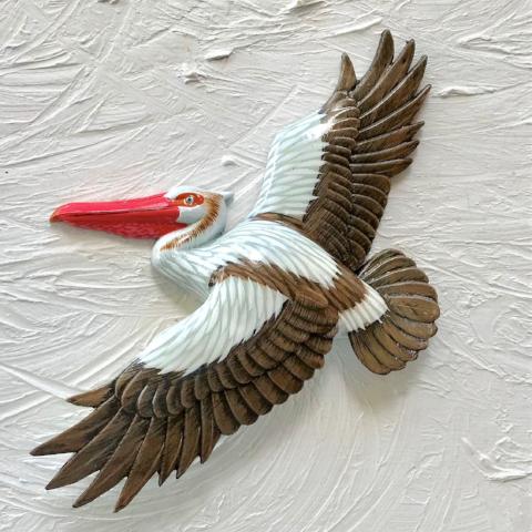 18in Brown Flying Pelican Resin Wall Decor