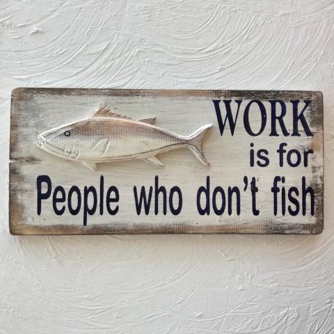 18in Work is For People Wood Sign by Caribbean Rays