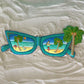 14in Teal Metal Sunglasses with Palm Tree Wall Art at Caribbean Rays